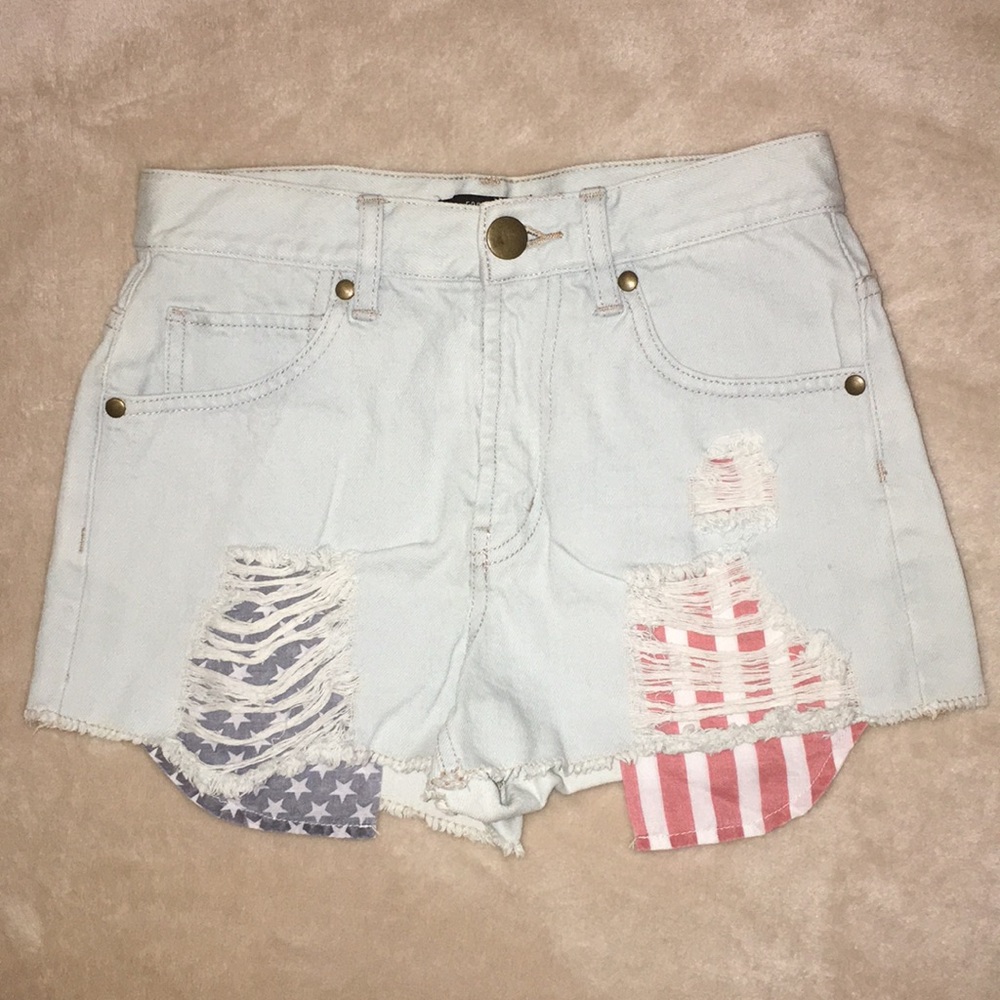 Light Wash American Flag Jean Shorts F21 Size 24